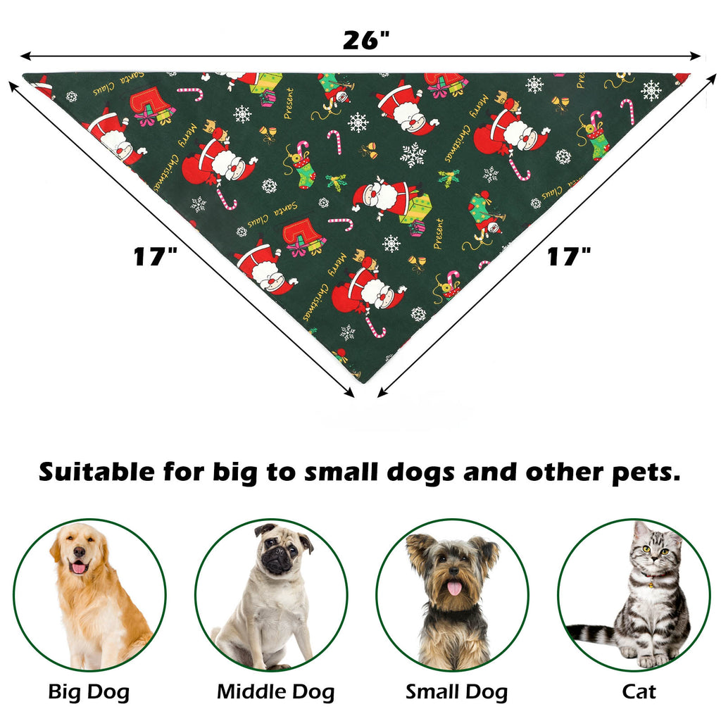 2-Pack Christmas Pet Bandanas - Reversible Cotton Triangle Neckwear for Dogs and Cats - Holiday Costume Accessories