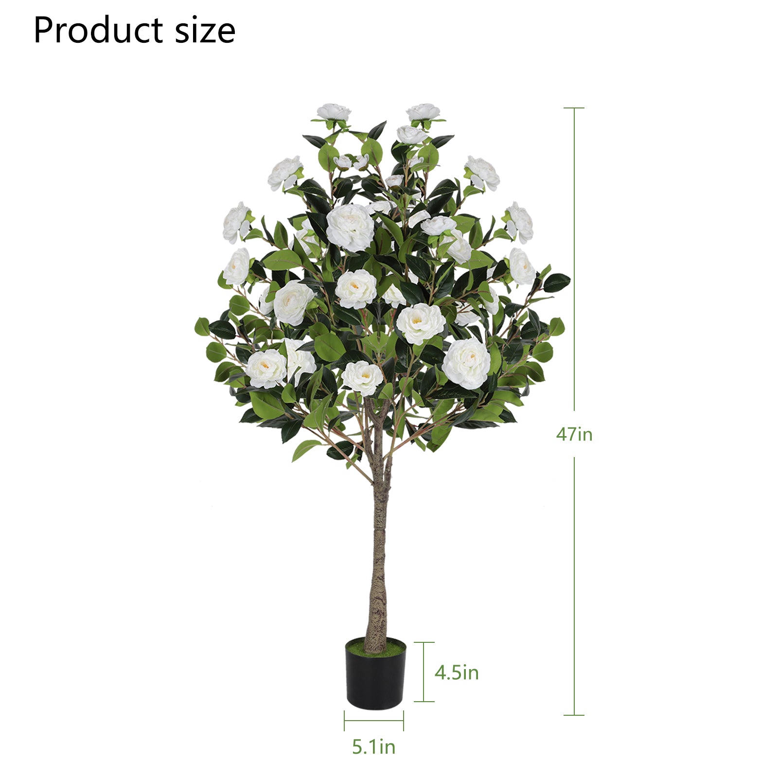 47” Artificial Camellia Tree with White Flowers 2 Pack