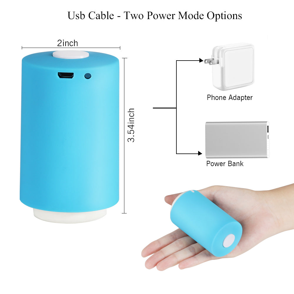 Compact Electric Food Vacuum Sealer Portable Blue Motorized Suction Device for Kitchen Use