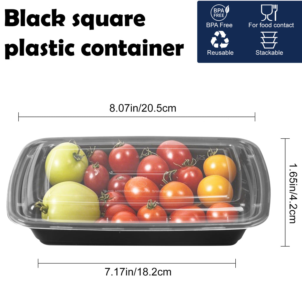50-Pack 28oz Meal Prep Containers - Stackable Square Disposable Food Storage with Airtight Lids - Microwave & Dishwasher Safe