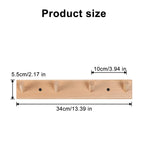 Rustic Solid Beech Wood Peg Coat Hooks 2 Pack, Wall Mount 4-Peg Hanging Rack with Adhesive Glue & Hardware Screws, Minimalist Farmhouse Wall Hanger for Coats, Backpacks, Umbrellas, Towels, Entryway Decor