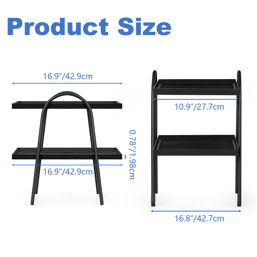 2-Tier Bathroom Countertop Organizer - Elegant Metal Vanity Storage Rack for Makeup, Skincare, and Spices