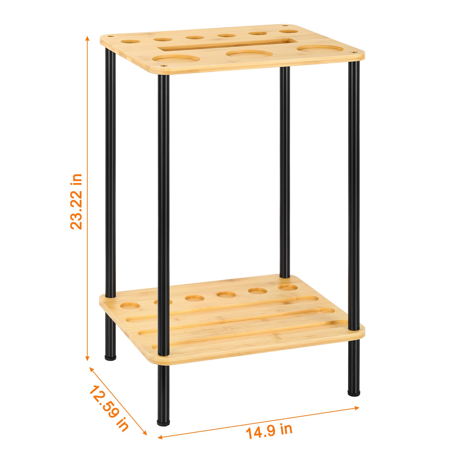 Premium Wooden Pool Cue Rack - Floor-Standing 6-Cue Holder with Accessory Tray, Natural Wood Finish