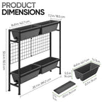 2-Tier Elevated Garden Planter with Trellis - Raised Flower Box with Climbing Plant Support, Gray,