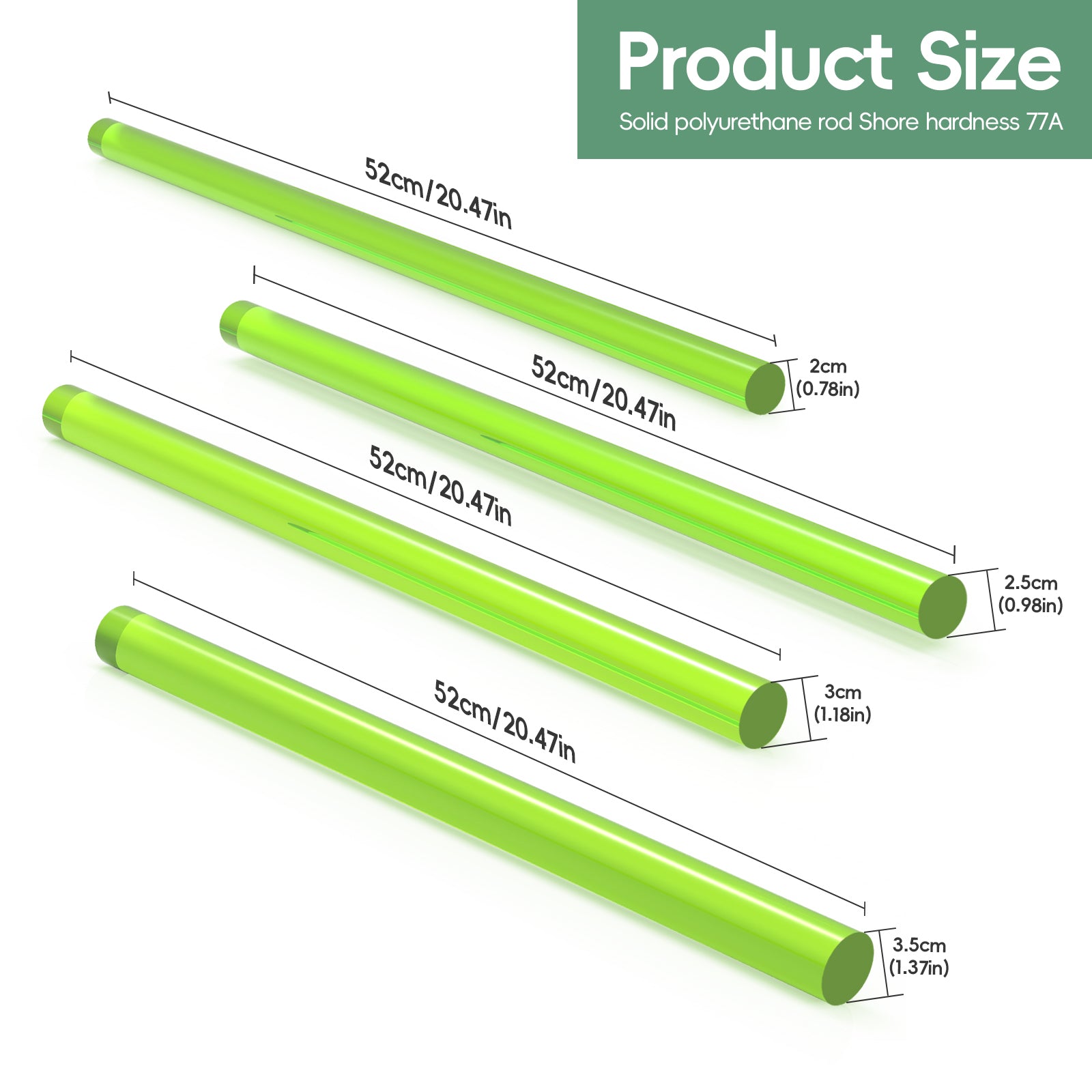 20mm Solid Round PU Rod, 20-Inch High Elasticity Polyurethane Bar for Industrial Manufacturing