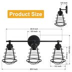 3 Lights Bathroom Vanity Lights, Industrial Black Wall Lights with Metal Lampshade, Farmhouse Vanity Lights for Bathroom, Kitchen, Living Room