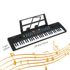 61-Key Portable Electronic Keyboard Piano - Kids Musical Learning Toy with Built-in Speakers & Microphone - Sheet Music Stand Included