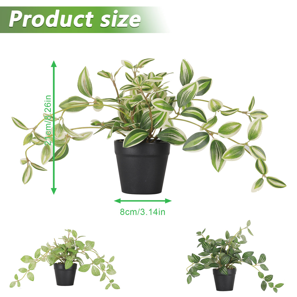 3-Piece Set Mini Artificial Plants, Realistic Faux Greenery Potted Plants for Indoor Outdoor Garden Patio & Holiday Decor
