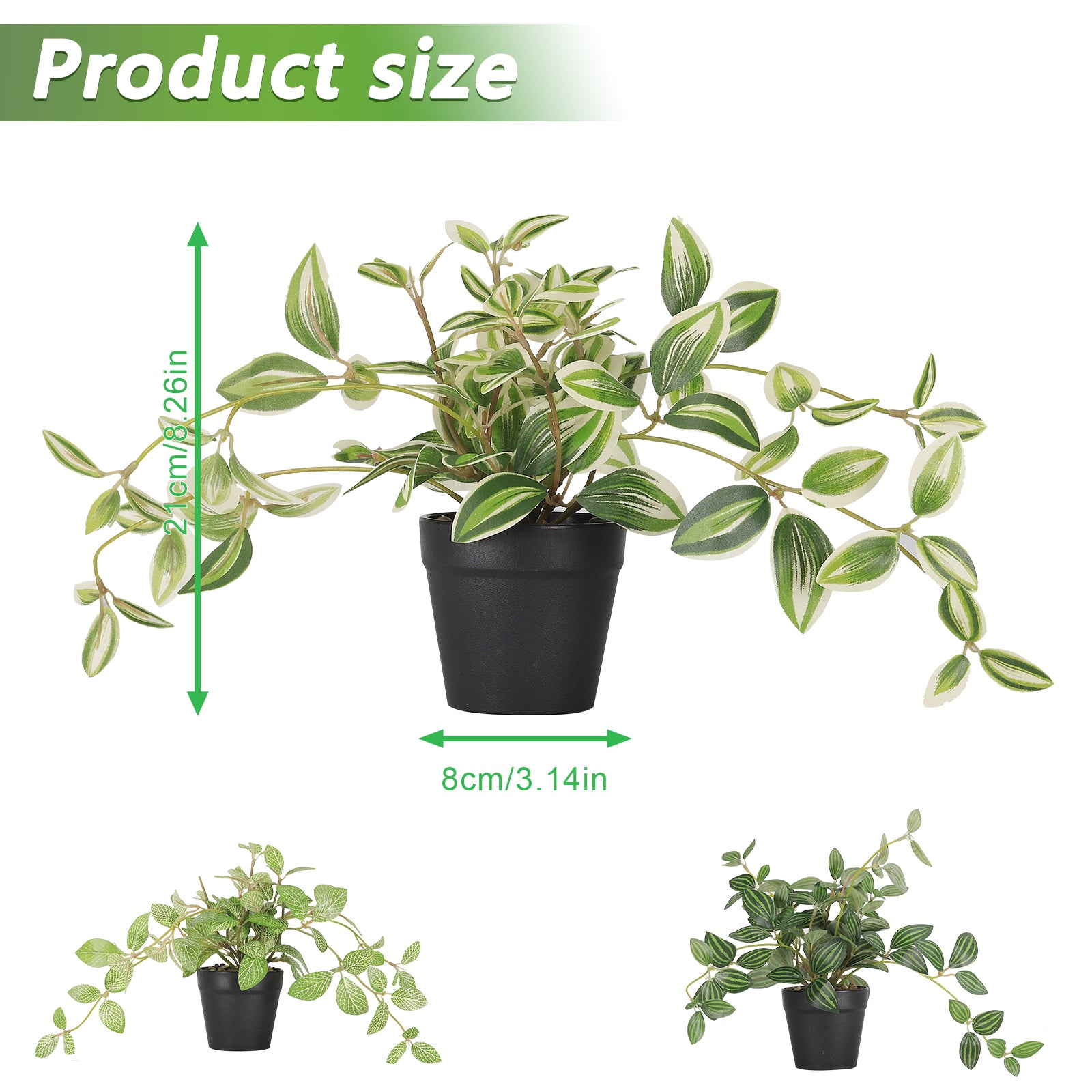 3-Piece Set Mini Artificial Plants, Realistic Faux Greenery Potted Plants for Indoor Outdoor Garden Patio & Holiday Decor