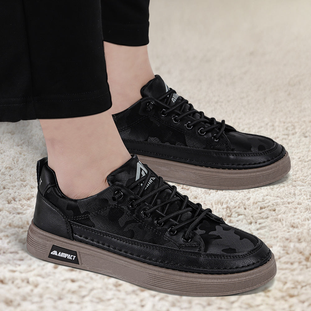 Men's Black Casual Shoes - Outdoor Travel Sneakers, Fashion Low-Top Walking Shoes for Men, Comfortable & Slip-Resistant Athletic Shoes (Black)