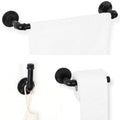 4-Piece Industrial Pipe Bathroom Hardware Set, Wall Mounted Towel Bar and Toilet Paper Holder, Rustic Black Metal Accessories for Farmhouse,