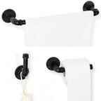4-Piece Industrial Pipe Bathroom Hardware Set, Wall Mounted Towel Bar and Toilet Paper Holder, Rustic Black Metal Accessories for Farmhouse,