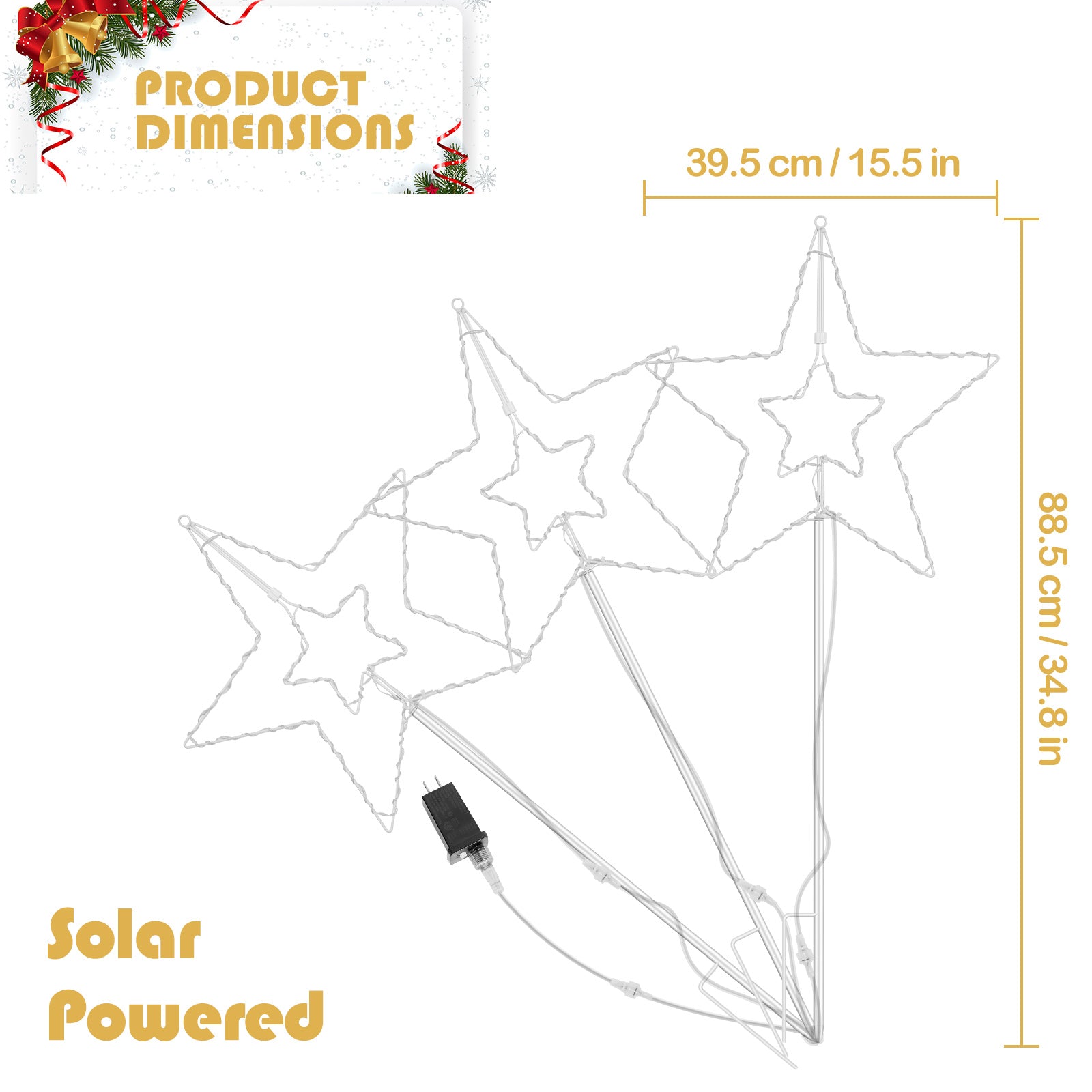 3-Pack Plug-In Large Star Pathway Lights, Multi-Color Outdoor Landscape Lighting for Garden, Lawn, and Walkway Decor,