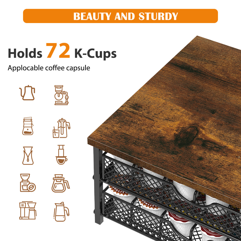 Urban Brew 72-Pod Coffee Drawer | Dual-Layer Sliding Organizer for K-Cups