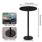 Set of 2 Round Side Tables - Modern Accent End Table with Marble Base for Living Room & Patio