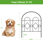 35-Panel Garden Fence Border - Arch & Diamond Design No-Dig Animal Barrier - Decorative Metal Fencing for Patio & Lawn