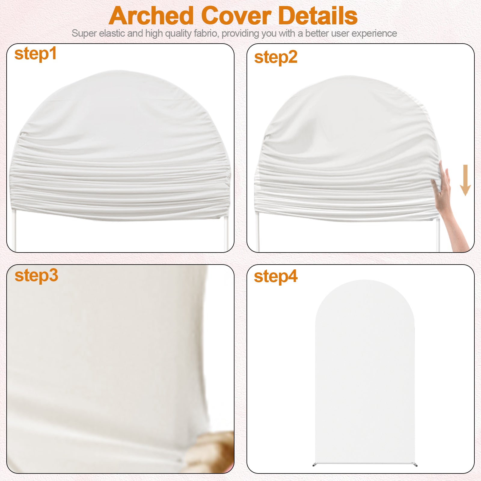 Set of 3 White Arch Backdrop Stands with Covers (7.3FT, 6FT, 6FT) - Metal Frame Kit for Events