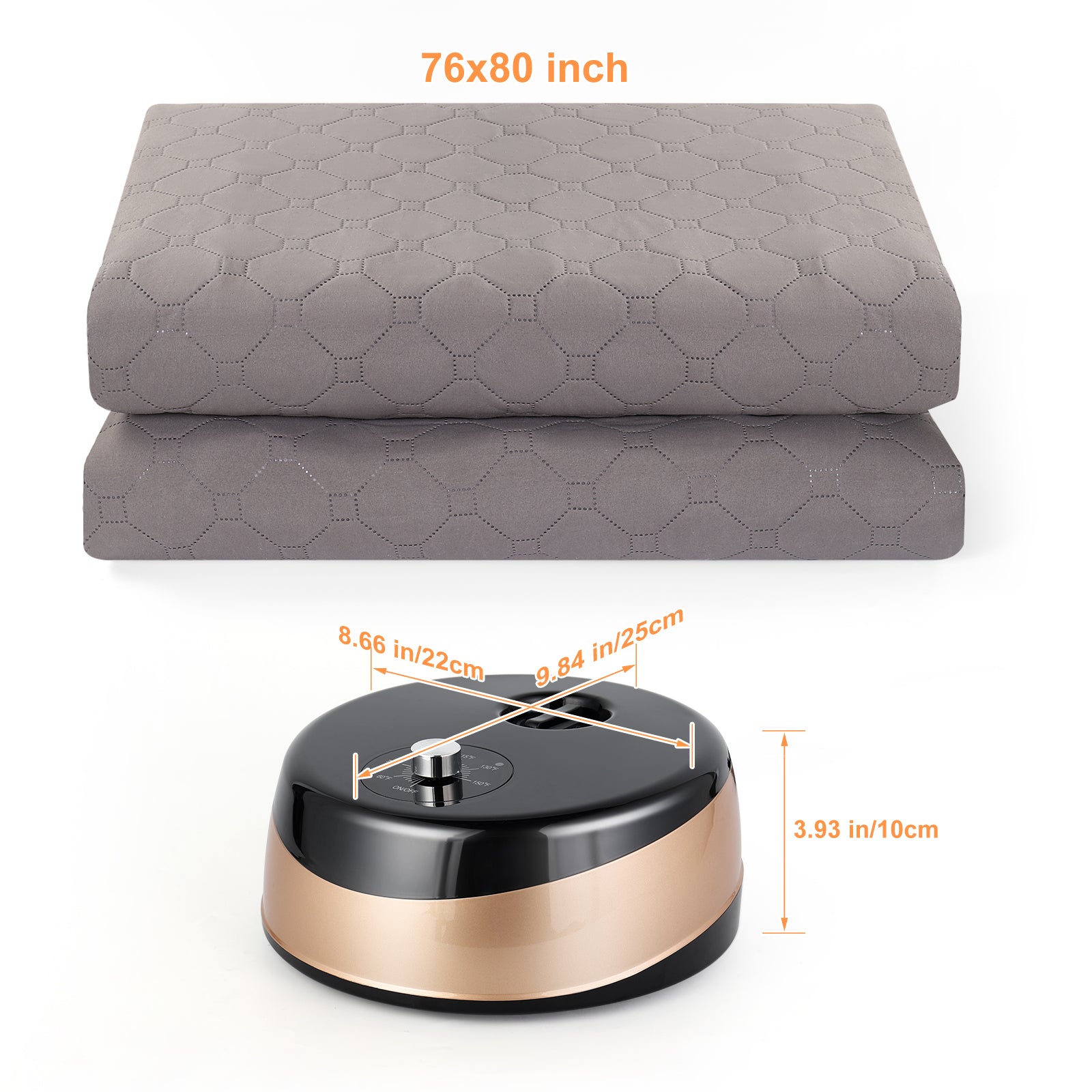 King Size Water Heated Mattress Pad 76x80 inch, Safe Electric Water Heated Mattress Topper with Mechanical Control, Soft & Comfortable Water Circulation Heated Bed Pad