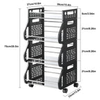 Fruit Basket for kitchen, 4 Tier Rolling Stackable Floor Standing Fruit/Home Storage Market Basket, Metal Fruit Storage Baskets for Kitchen, Toiletries, Bathroom
