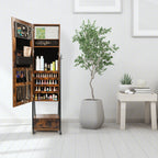 Floor Standing Jewelry Cabinet Armoire - Large Capacity Storage with Interior Mirror and Drawer