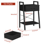 Black Nightstands with Fabric Storage Drawer and Open Wood Shelf, Side Table with Storage for Bedroom, Night Stand with Drawer, Tall End Table, Printer Table,
