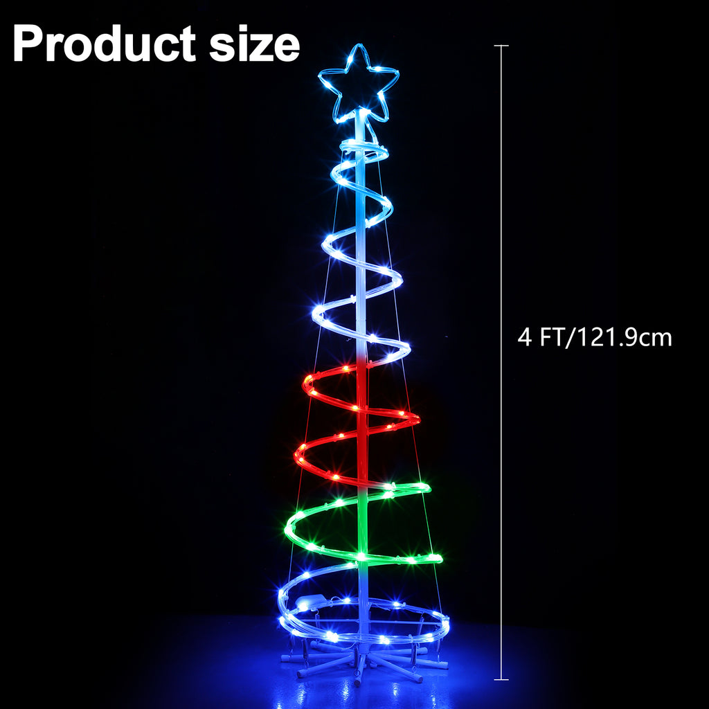 2-Pack Spiral Christmas Tree Lights with Star Topper - Collapsible LED Cone Trees for Indoor/Outdoor