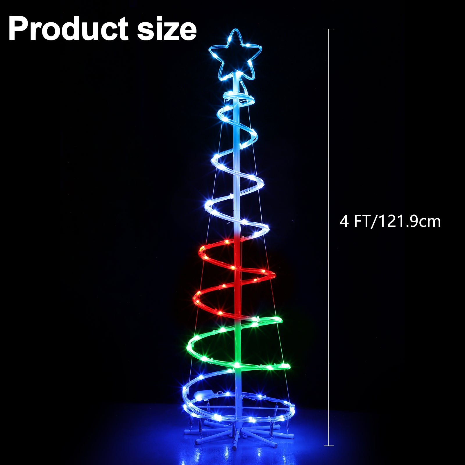 2-Pack Spiral Christmas Tree Lights with Star Topper - Collapsible LED Cone Trees for Indoor/Outdoor