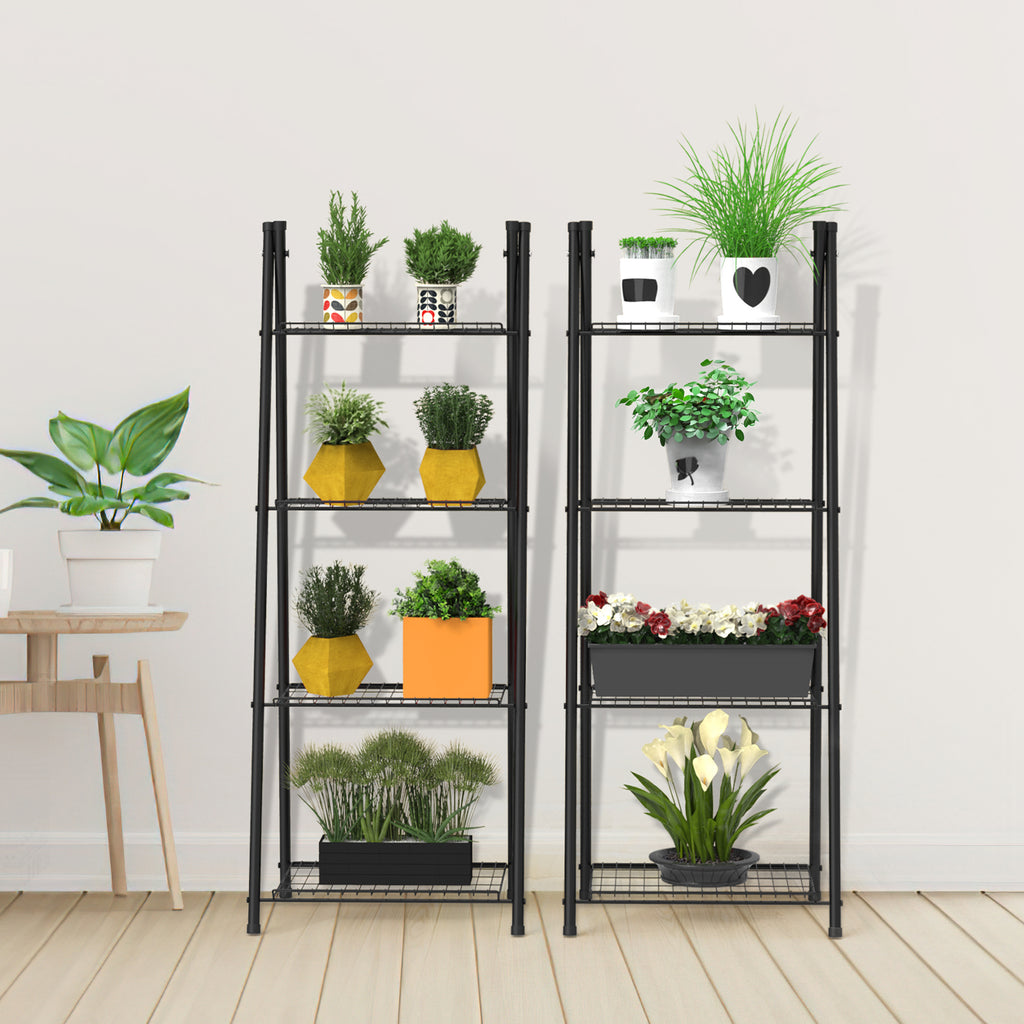 4-Tier Metal Ladder Plant Stand - Decorative Indoor/Outdoor Flower Holder & Display Shelf for Succulents