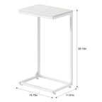 Set of 2 White C-Shaped End Tables, Modern Slide-Under Sofa Side Tables for Small Spaces & Bedroom,