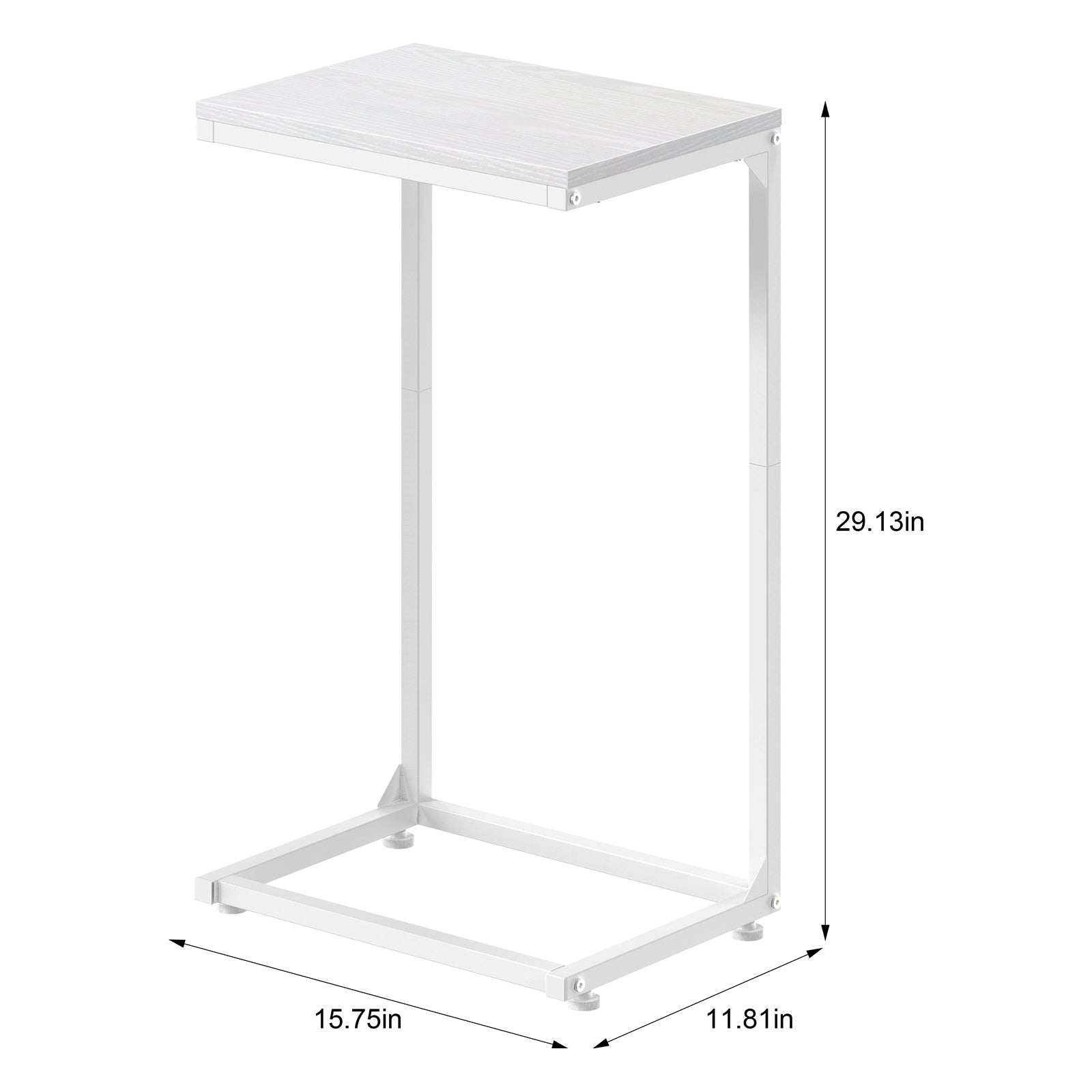 Set of 2 White C-Shaped End Tables, Modern Slide-Under Sofa Side Tables for Small Spaces & Bedroom,