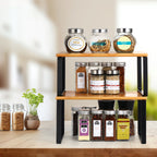2-Pack Expandable Cabinet Shelf Organizers - Stackable Kitchen Counter & Pantry Shelves, Black Metal