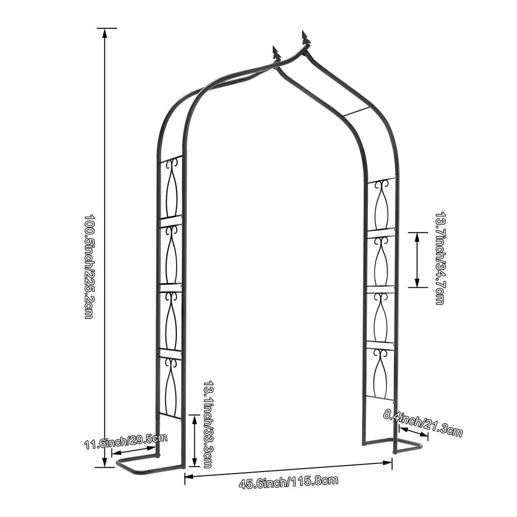 7FT Gothic Metal Garden Arch Arbor - Heavy Duty Trellis for Climbing Plants - Elegant Wedding Arch for Outdoor Ceremonies