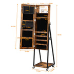 Full-Length Mirror Jewelry Cabinet Armoire - Standing Jewelry Organizer with Wood Grain Finish