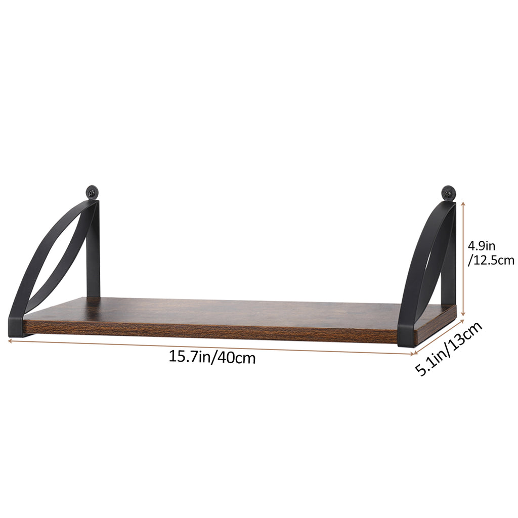 Decorative Shelf Brackets with Rustic Wood Boards - Wall Mounted Plant and Decor Display Shelves