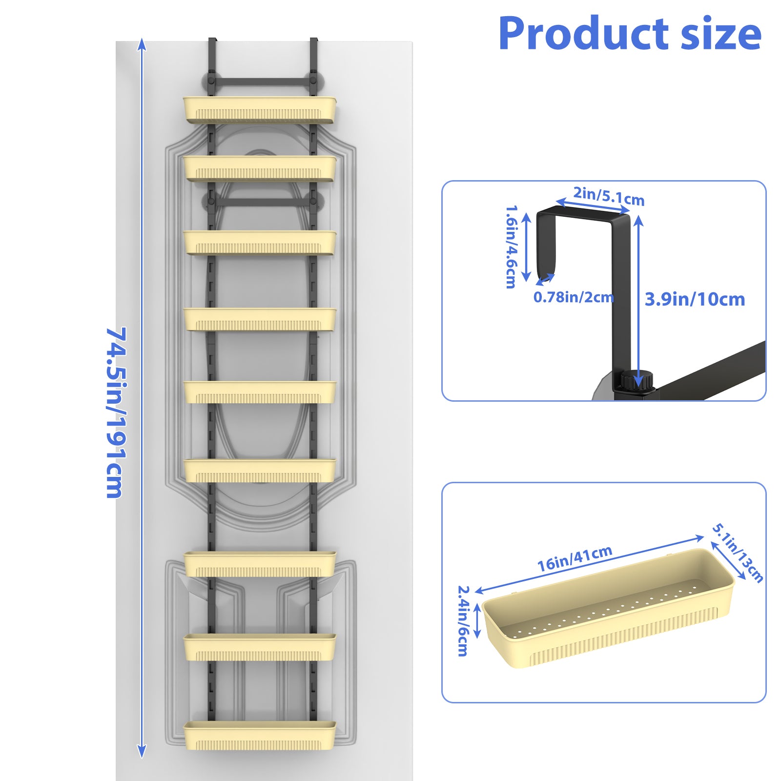 9-Tier Over The Door Pantry Organizer, Extra Large Adjustable Spice Rack Shelves for Kitchen