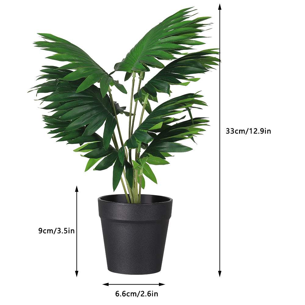 15.7" Artificial Cactus Potted Plant, Faux Desert Prickly Pear Cactus in Black Planter for Modern Home Office Decor