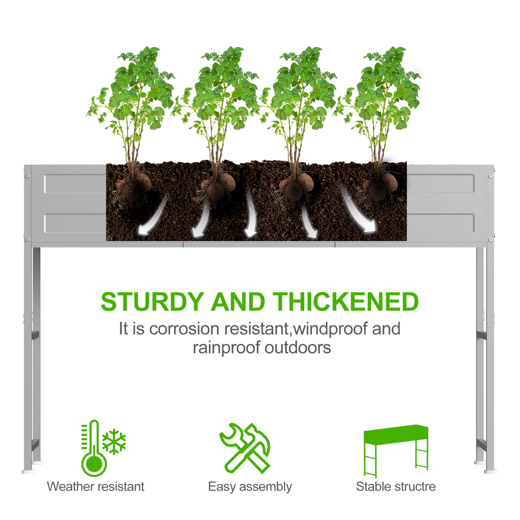 Large Rectangular Metal Raised Garden Bed for Vegetables