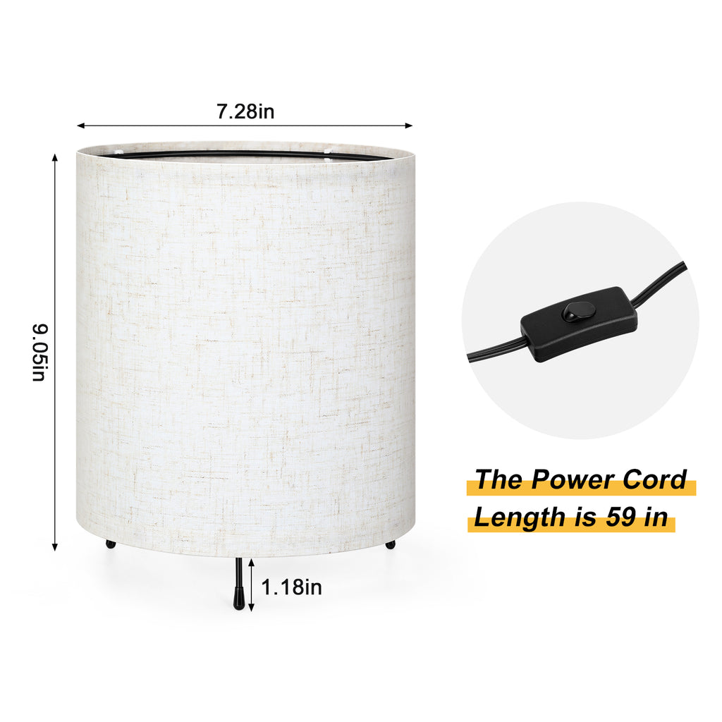 Modern Simple Desk Lamp with Linen Fabric Shade， Multifunction Eye Protection Table Light.
