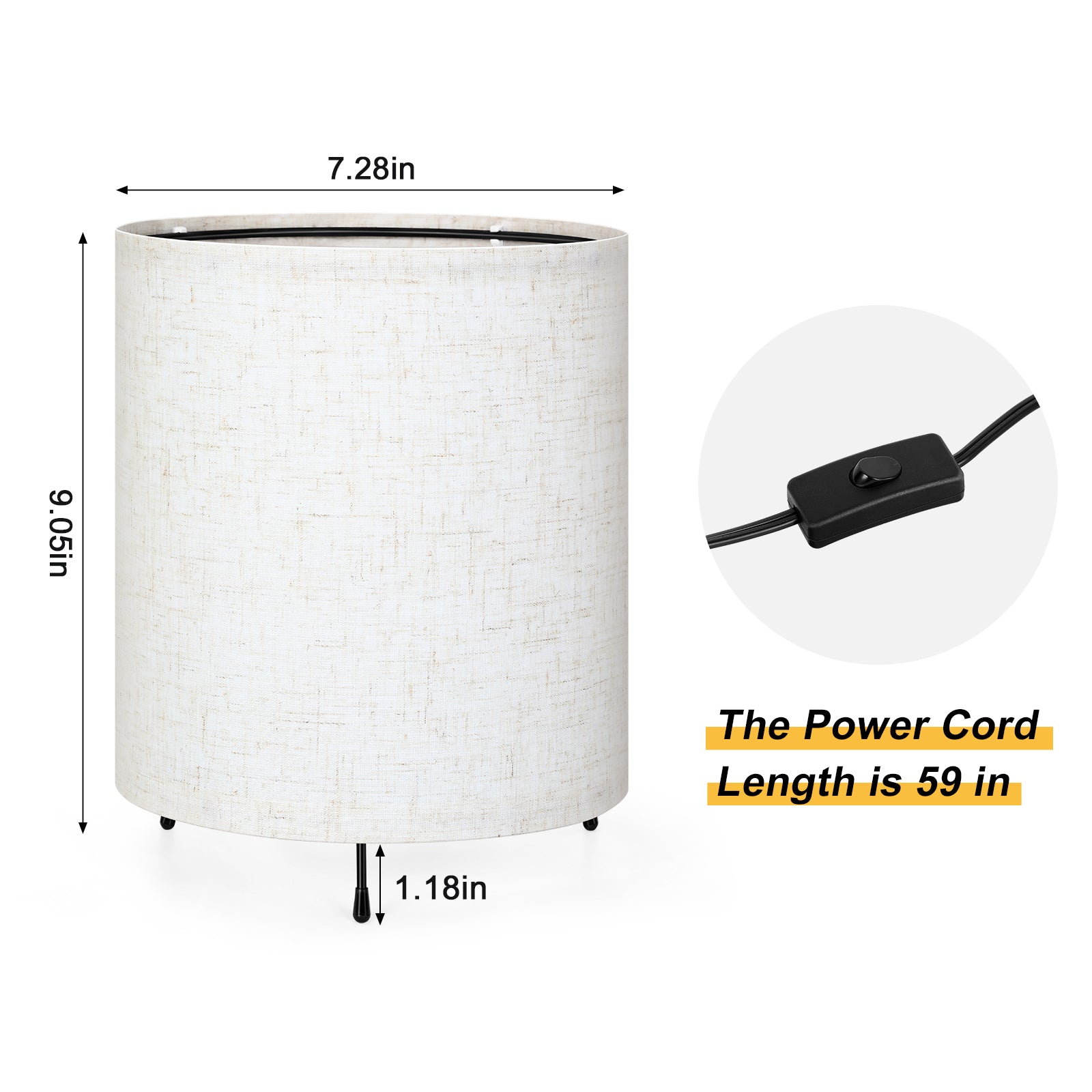 Modern Simple Desk Lamp with Linen Fabric Shade， Multifunction Eye Protection Table Light.