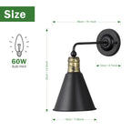 Industrial Wall Sconces, Bedside Wall Lamp, Hardwired Lighting with Black Chrome Metal Hardwired Light for Bedside Hallway Kitchen Bedroom Store Office