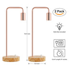 Minimalist Industrial Bedside Table Lamps 2 Pack, Rose Gold Curved Arch Metal Desk Lamp, Solid Wood Base Dimmable Knob Control Night Light, Vintage Edison Lamp Holder for Bedroom Nightstand, Reading Desk, Apartment Decor