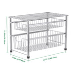 2-Tier Sliding Basket Organizer, Pull-Out Under Sink Storage Drawers for Kitchen & Bathroom