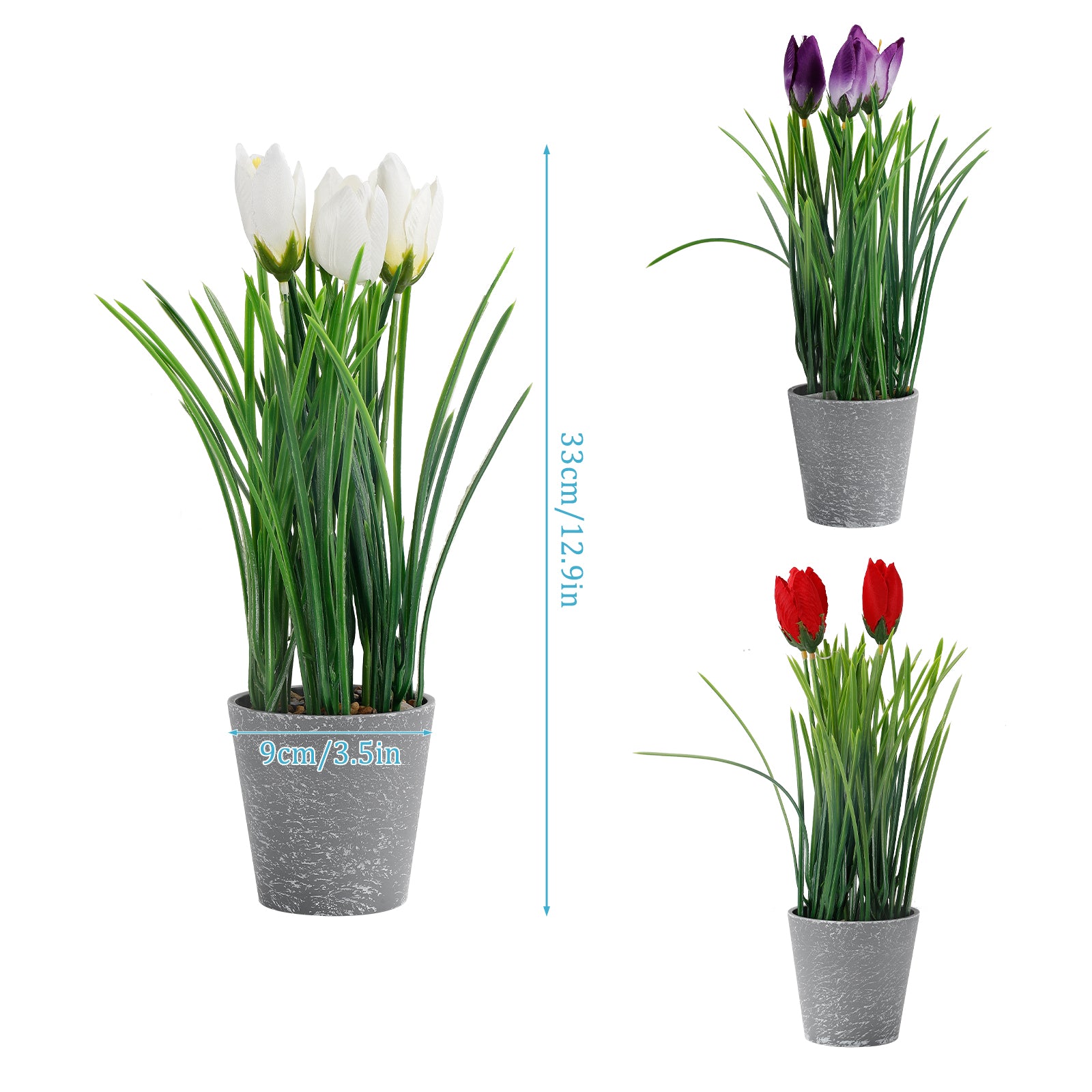 3-Piece Set Mini Artificial Plants, Realistic Faux Greenery Potted Plants for Indoor Outdoor Garden Patio & Holiday Decor