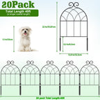 20-Piece Decorative Metal Garden Fence, Interlocking Flower Bed Edging Border, White Retro Design