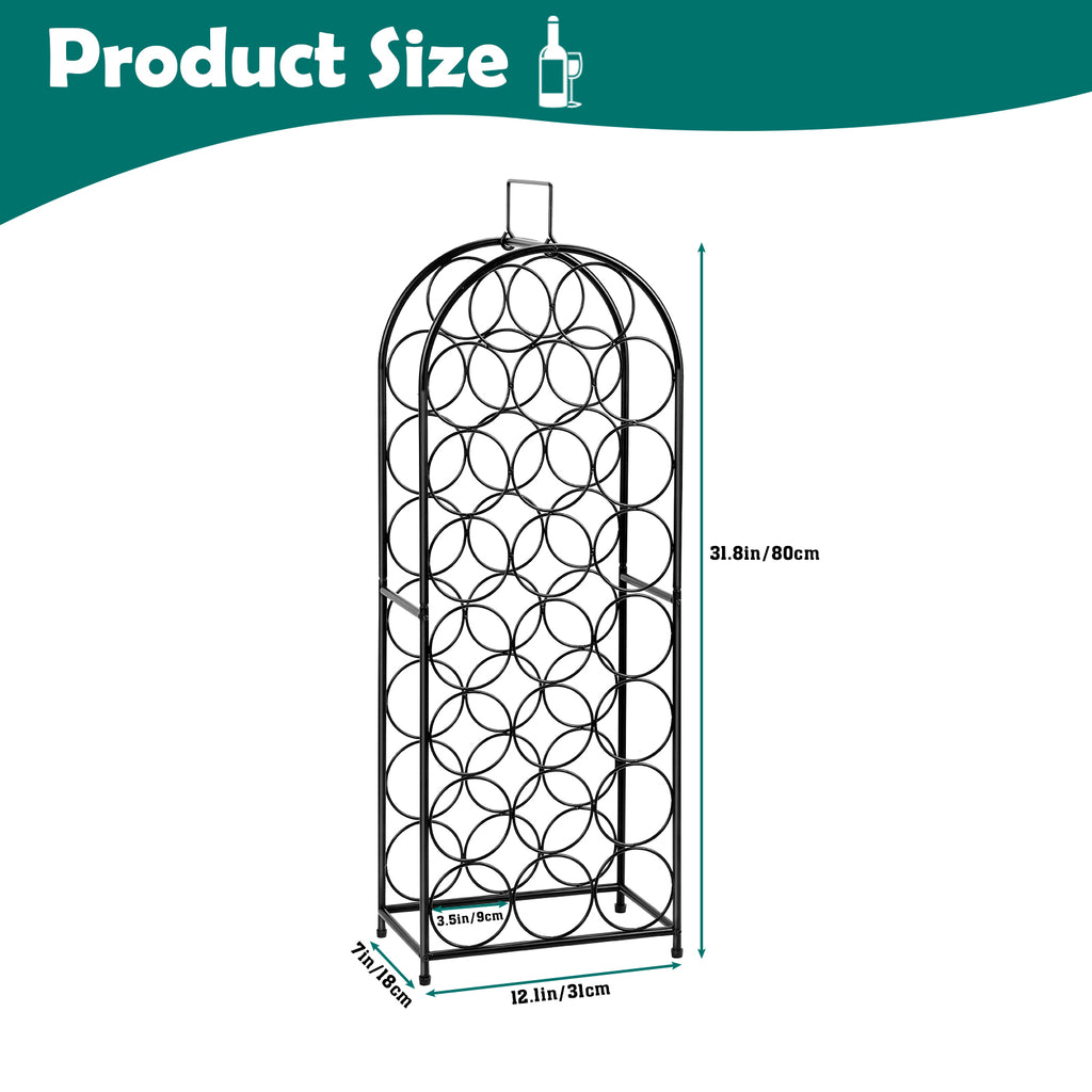 23-Bottle Freestanding Wine Rack - 7-Tier Metal Wine Holder & Display Stand, Black