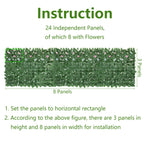 12.6inch x 16.5inch Artificial Ivy Fence-Dark Leaves (24pieces) - Faux Vine Privacy Screen with Flowers for Balcony & Deck
