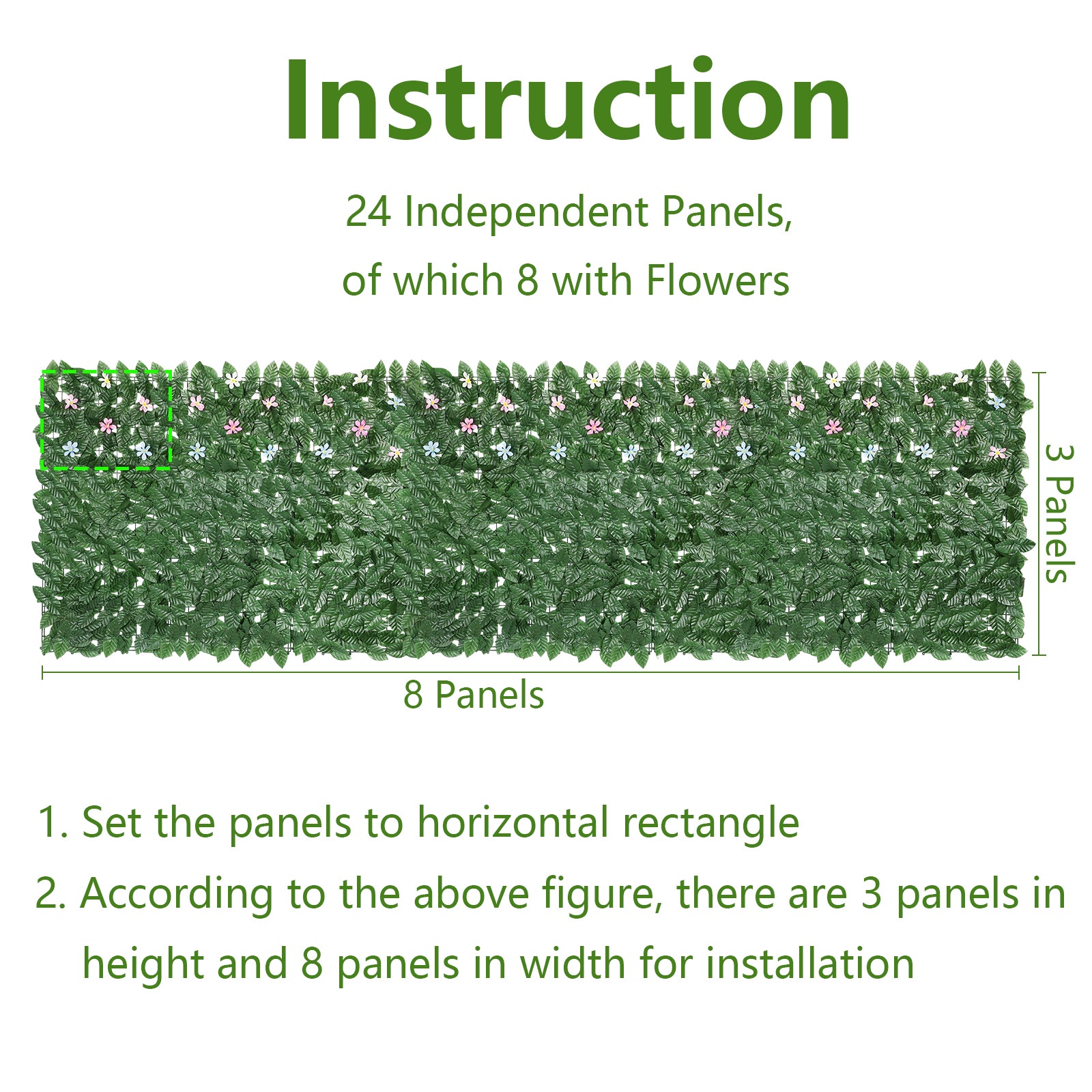 12.6inch x 16.5inch Artificial Ivy Fence-Dark Leaves (24pieces) - Faux Vine Privacy Screen with Flowers for Balcony & Deck
