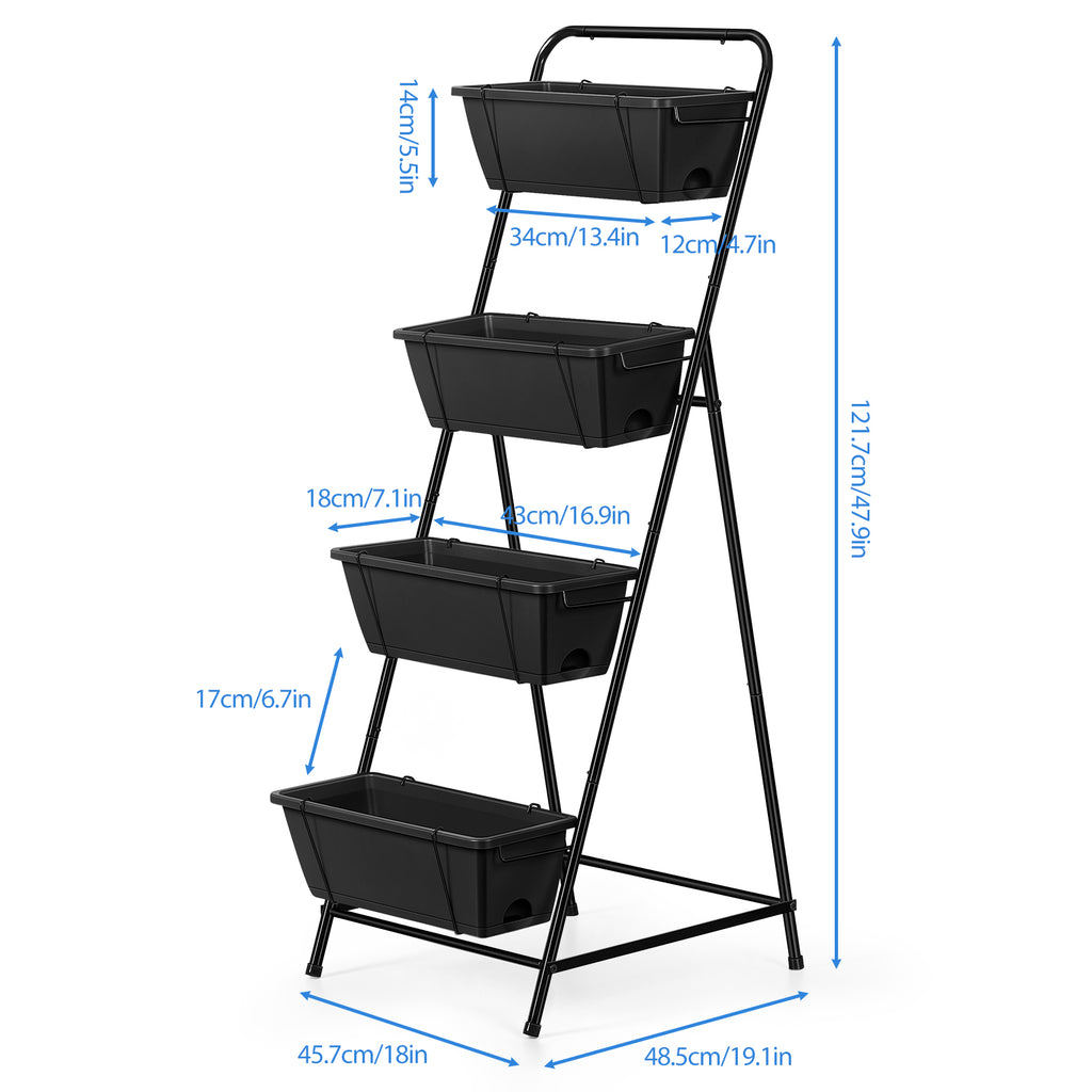 4-Tier Vertical Garden Planter Box - Freestanding Raised Bed with Drainage Holes for Patio & Yard