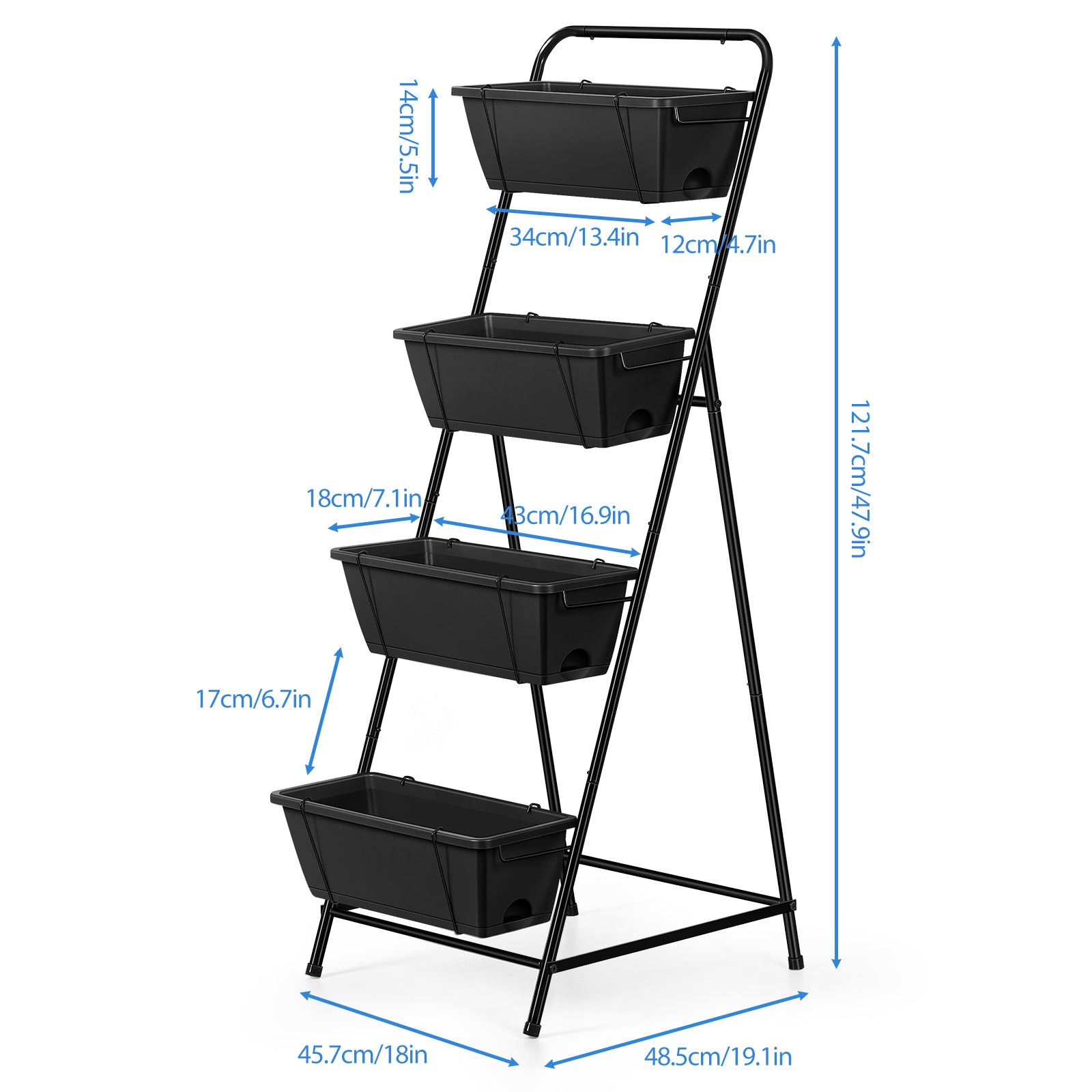 4-Tier Vertical Garden Planter Box - Freestanding Raised Bed with Drainage Holes for Patio & Yard