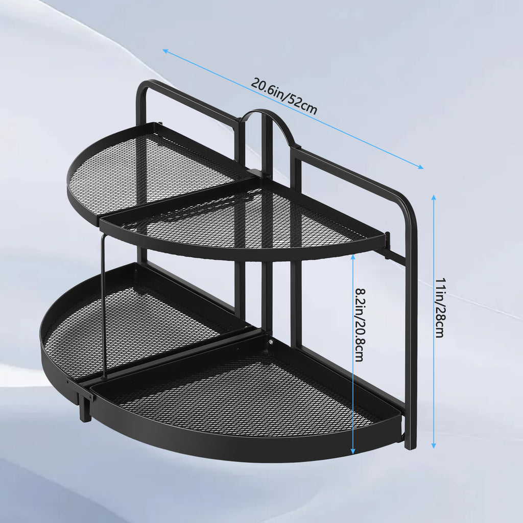 2-Tier Corner Bathroom Counter Organizer - Space-Saving L-Shaped Vanity Shelf for Makeup & Skincare